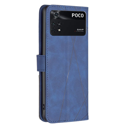 Xiaomi Poco M4 Pro Wallet Case – Rhombus Texture PU Leather, Magnetic Buckle, Card Slots, Stand Function, Shockproof Protective Cover