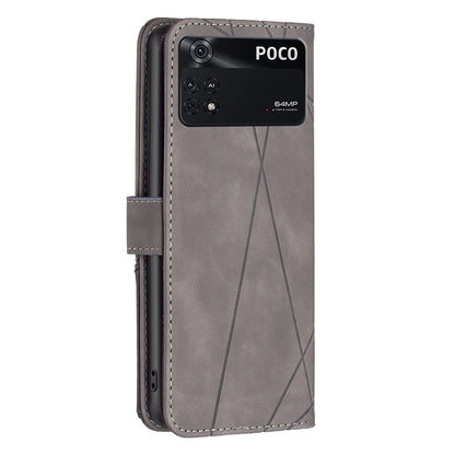 Xiaomi Poco M4 Pro Wallet Case – Rhombus Texture PU Leather, Magnetic Buckle, Card Slots, Stand Function, Shockproof Protective Cover