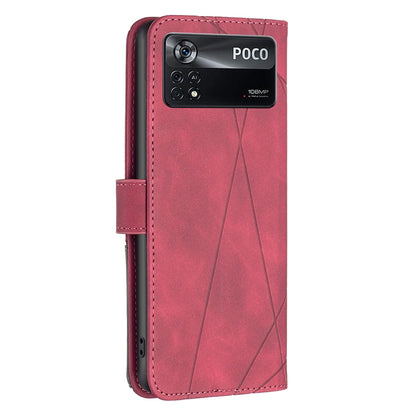 Xiaomi Poco M4 Pro 5G Wallet Case – Rhombus Texture PU Leather, Magnetic Buckle, Card Slots, Stand Function, Shockproof Protective Cover