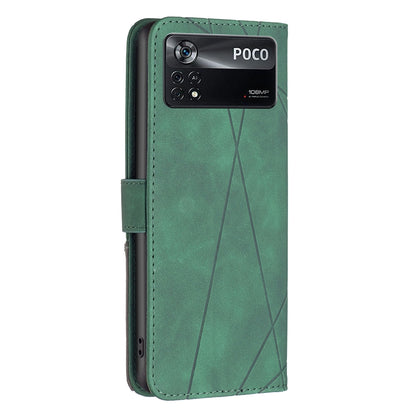 Xiaomi Poco M4 Pro 5G Wallet Case – Rhombus Texture PU Leather, Magnetic Buckle, Card Slots, Stand Function, Shockproof Protective Cover