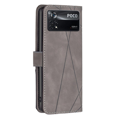 Xiaomi Poco M4 Pro 5G Wallet Case – Rhombus Texture PU Leather, Magnetic Buckle, Card Slots, Stand Function, Shockproof Protective Cover
