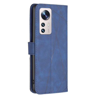 Xiaomi 12 Lite Wallet Case – Rhombus Texture PU Leather, Magnetic Buckle, Card Slots, Stand Function, Shockproof Protective Cover