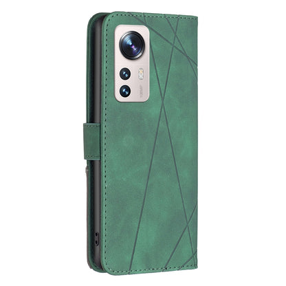 Xiaomi 12 Lite Wallet Case – Rhombus Texture PU Leather, Magnetic Buckle, Card Slots, Stand Function, Shockproof Protective Cover
