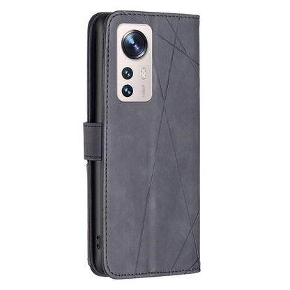 Xiaomi 12 Lite Wallet Case – Rhombus Texture PU Leather, Magnetic Buckle, Card Slots, Stand Function, Shockproof Protective Cover