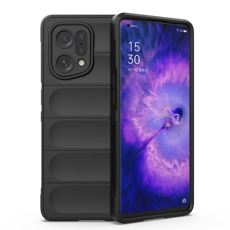 OPPO Find X5 Magic Shield TPU + Flannel Phone Case: Durable, Non-toxic, Easy Access, Stylish Design