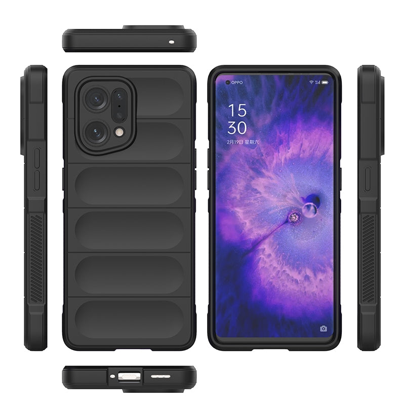 OPPO Find X5 Magic Shield TPU + Flannel Phone Case: Durable, Non-toxic, Easy Access, Stylish Design