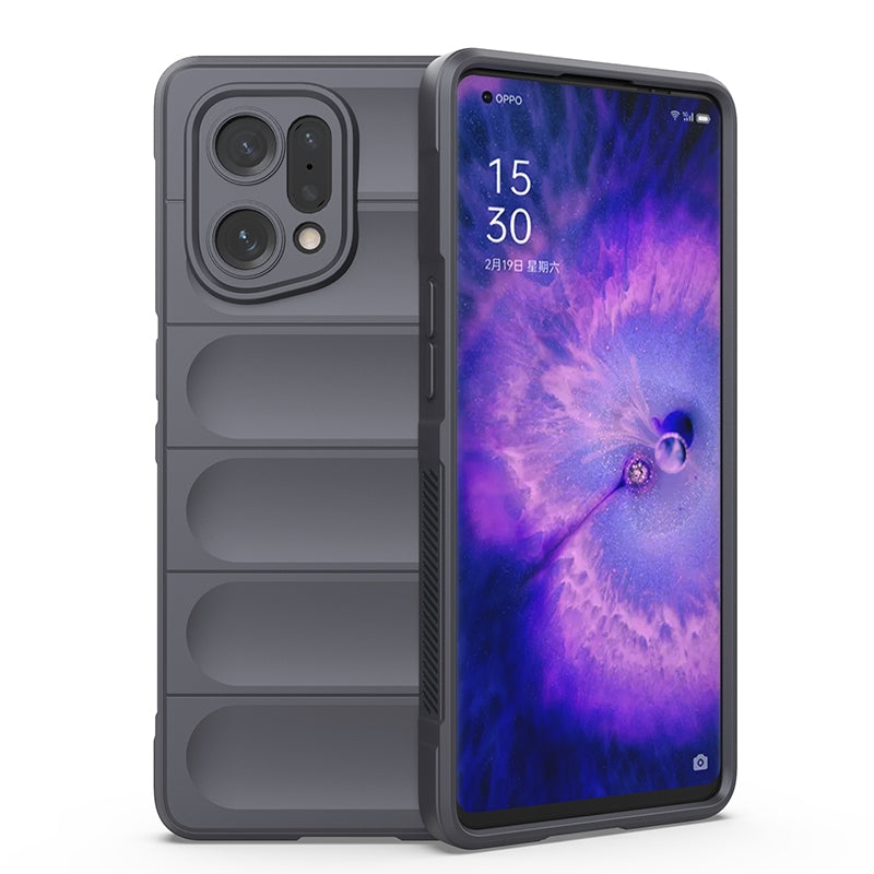 OPPO Find X5 Magic Shield TPU + Flannel Phone Case: Durable, Non-toxic, Easy Access, Stylish Design