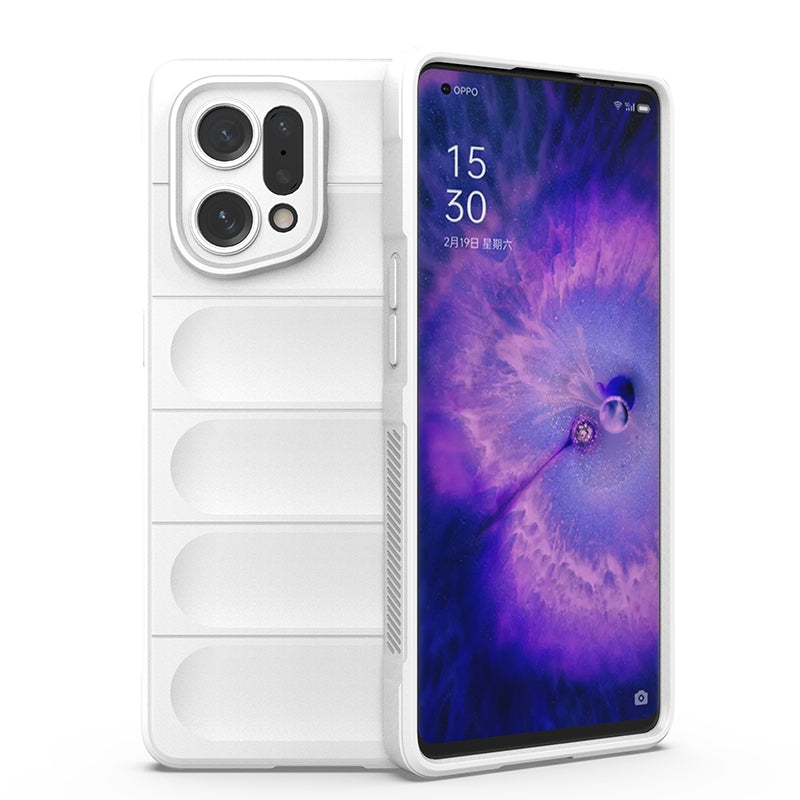 OPPO Find X5 Magic Shield TPU + Flannel Phone Case: Durable, Non-toxic, Easy Access, Stylish Design