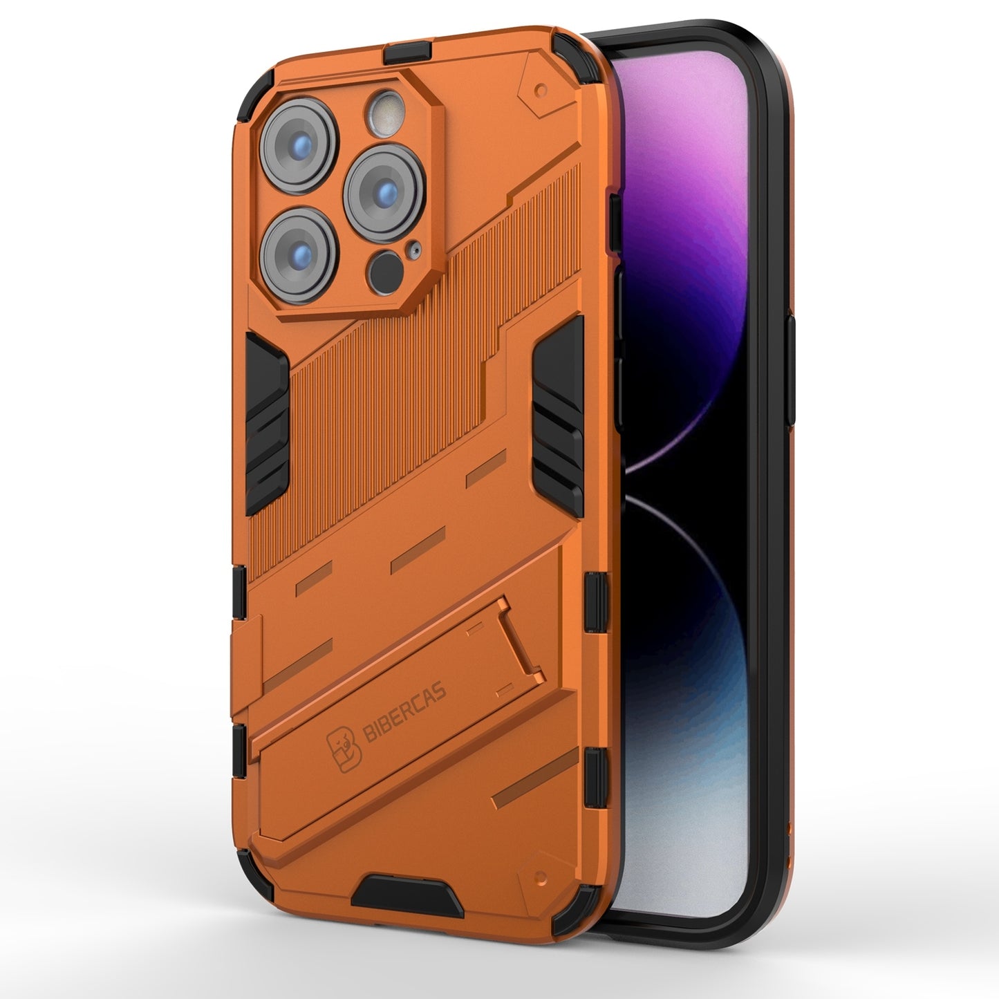 iPhone 14 Pro Shockproof Phone Case - Punk Armor 2-in-1 PC + TPU with Invisible Holder