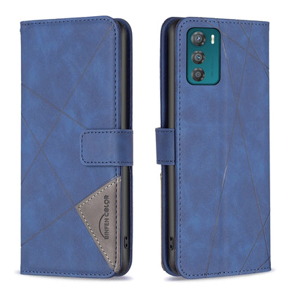 Motorola Moto G42 4G Wallet Case – Rhombus Texture PU Leather, Magnetic Buckle, Card Slots, Stand Function, Shockproof Protective Cover