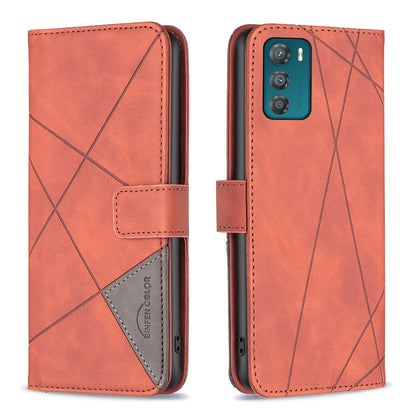 Motorola Moto G42 4G Wallet Case – Rhombus Texture PU Leather, Magnetic Buckle, Card Slots, Stand Function, Shockproof Protective Cover