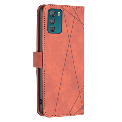 Motorola Moto G42 4G Wallet Case – Rhombus Texture PU Leather, Magnetic Buckle, Card Slots, Stand Function, Shockproof Protective Cover