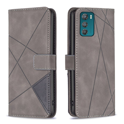Motorola Moto G42 4G Wallet Case – Rhombus Texture PU Leather, Magnetic Buckle, Card Slots, Stand Function, Shockproof Protective Cover