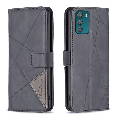 Motorola Moto G42 4G Wallet Case – Rhombus Texture PU Leather, Magnetic Buckle, Card Slots, Stand Function, Shockproof Protective Cover