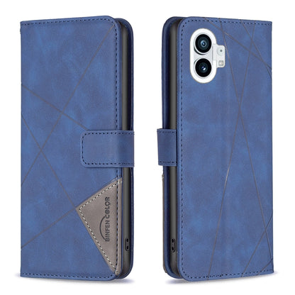 Nothing Phone 1 Wallet Case – Rhombus Texture PU Leather, Magnetic Buckle, Card Slots, Stand Function, Shockproof Protective Cover