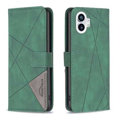 Nothing Phone 1 Wallet Case – Rhombus Texture PU Leather, Magnetic Buckle, Card Slots, Stand Function, Shockproof Protective Cover