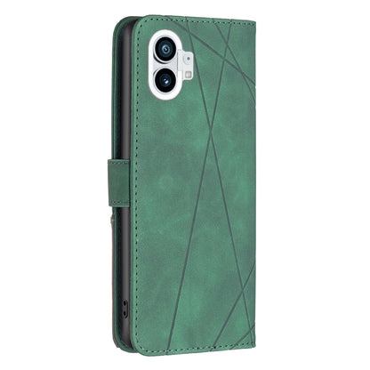 Nothing Phone 1 Wallet Case – Rhombus Texture PU Leather, Magnetic Buckle, Card Slots, Stand Function, Shockproof Protective Cover