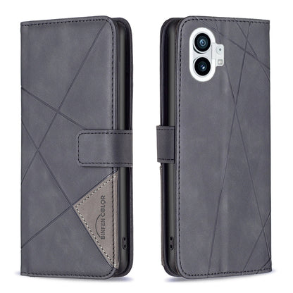 Nothing Phone 1 Wallet Case – Rhombus Texture PU Leather, Magnetic Buckle, Card Slots, Stand Function, Shockproof Protective Cover