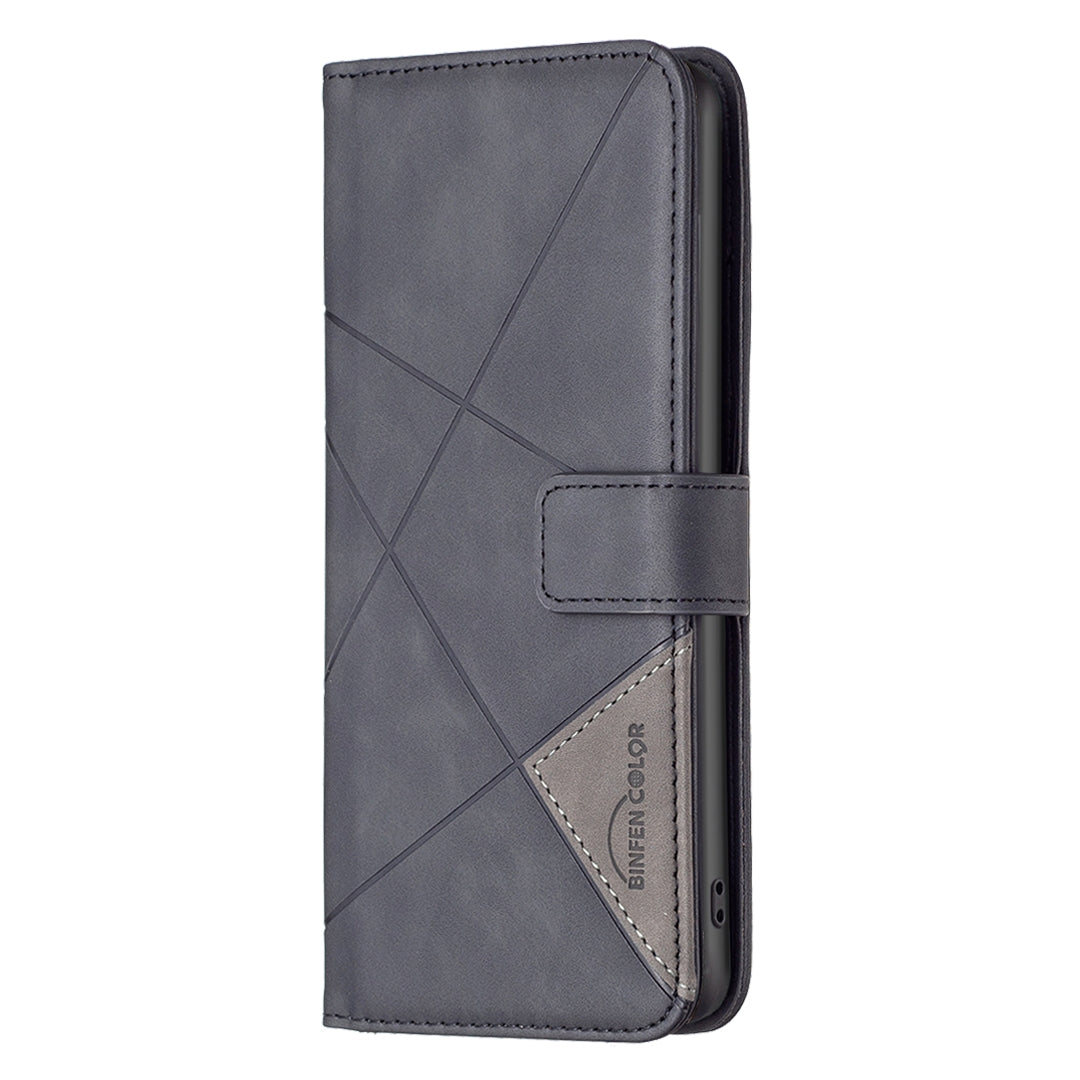 Nothing Phone 1 Wallet Case – Rhombus Texture PU Leather, Magnetic Buckle, Card Slots, Stand Function, Shockproof Protective Cover