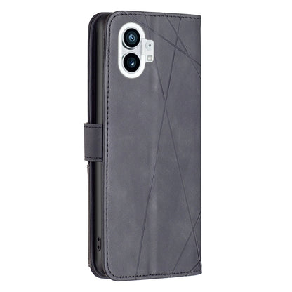 Nothing Phone 1 Wallet Case – Rhombus Texture PU Leather, Magnetic Buckle, Card Slots, Stand Function, Shockproof Protective Cover