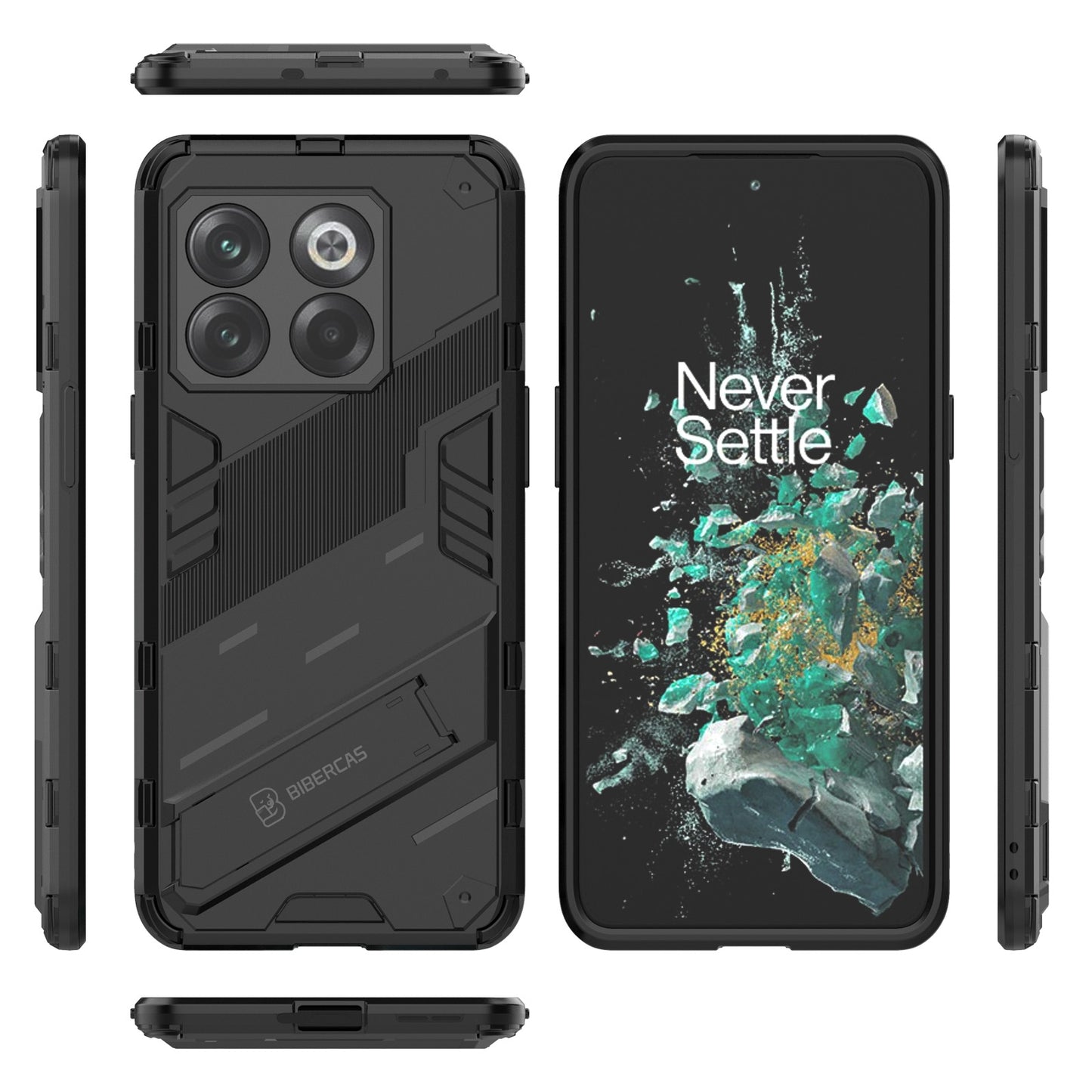 OnePlus 10T 5G Shockproof Phone Case - Punk Armor 2-in-1 PC + TPU with Invisible Holder