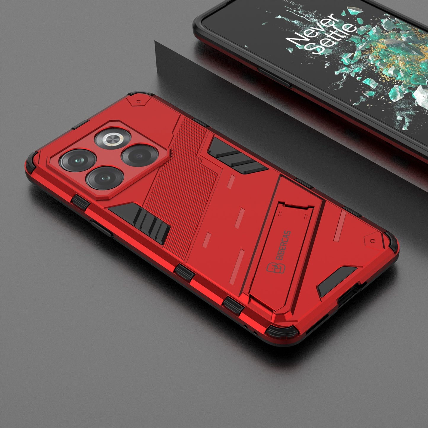 OnePlus 10T 5G Shockproof Phone Case - Punk Armor 2-in-1 PC + TPU with Invisible Holder