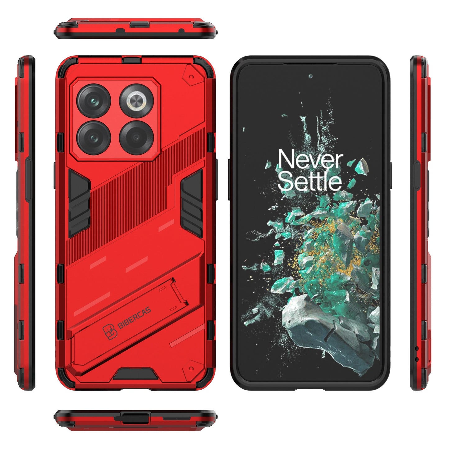 OnePlus 10T 5G Shockproof Phone Case - Punk Armor 2-in-1 PC + TPU with Invisible Holder