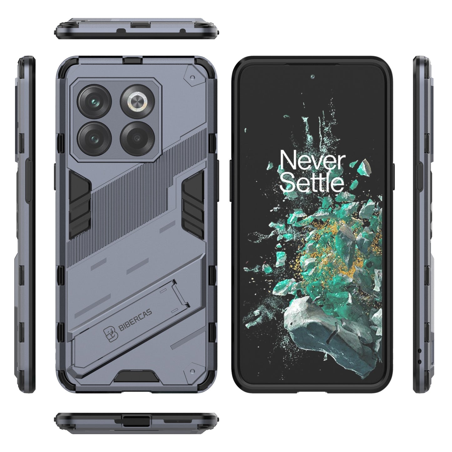 OnePlus 10T 5G Shockproof Phone Case - Punk Armor 2-in-1 PC + TPU with Invisible Holder