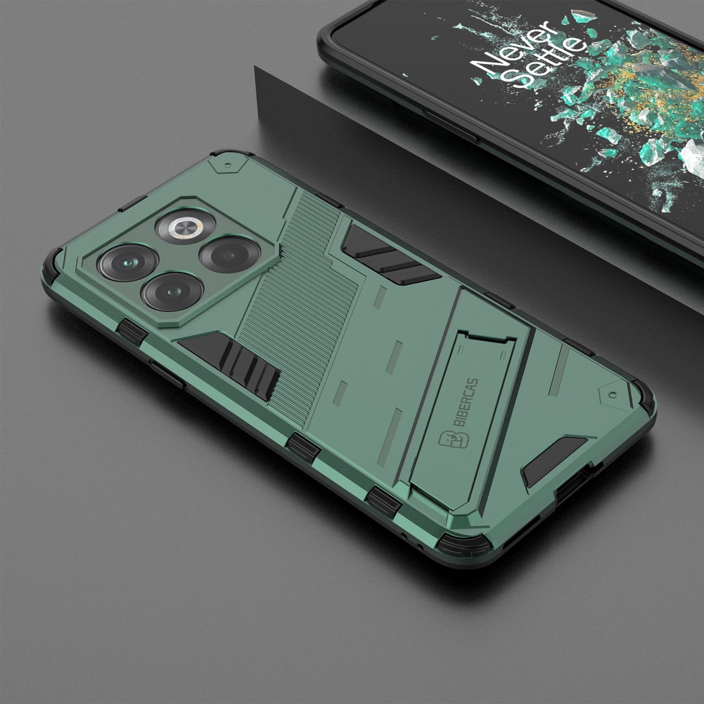 OnePlus 10T 5G Shockproof Phone Case - Punk Armor 2-in-1 PC + TPU with Invisible Holder