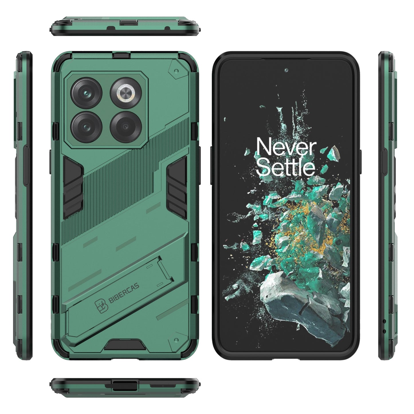 OnePlus 10T 5G Shockproof Phone Case - Punk Armor 2-in-1 PC + TPU with Invisible Holder