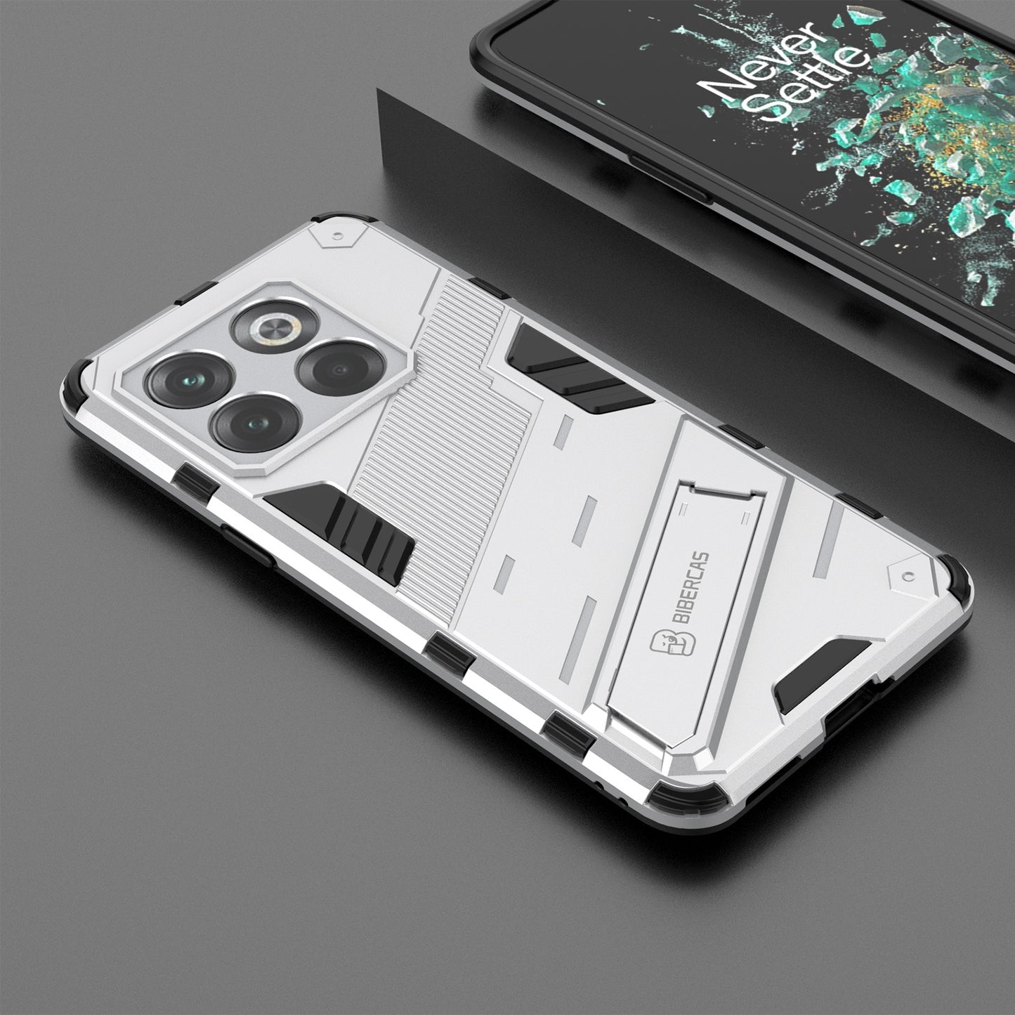 OnePlus 10T 5G Shockproof Phone Case - Punk Armor 2-in-1 PC + TPU with Invisible Holder