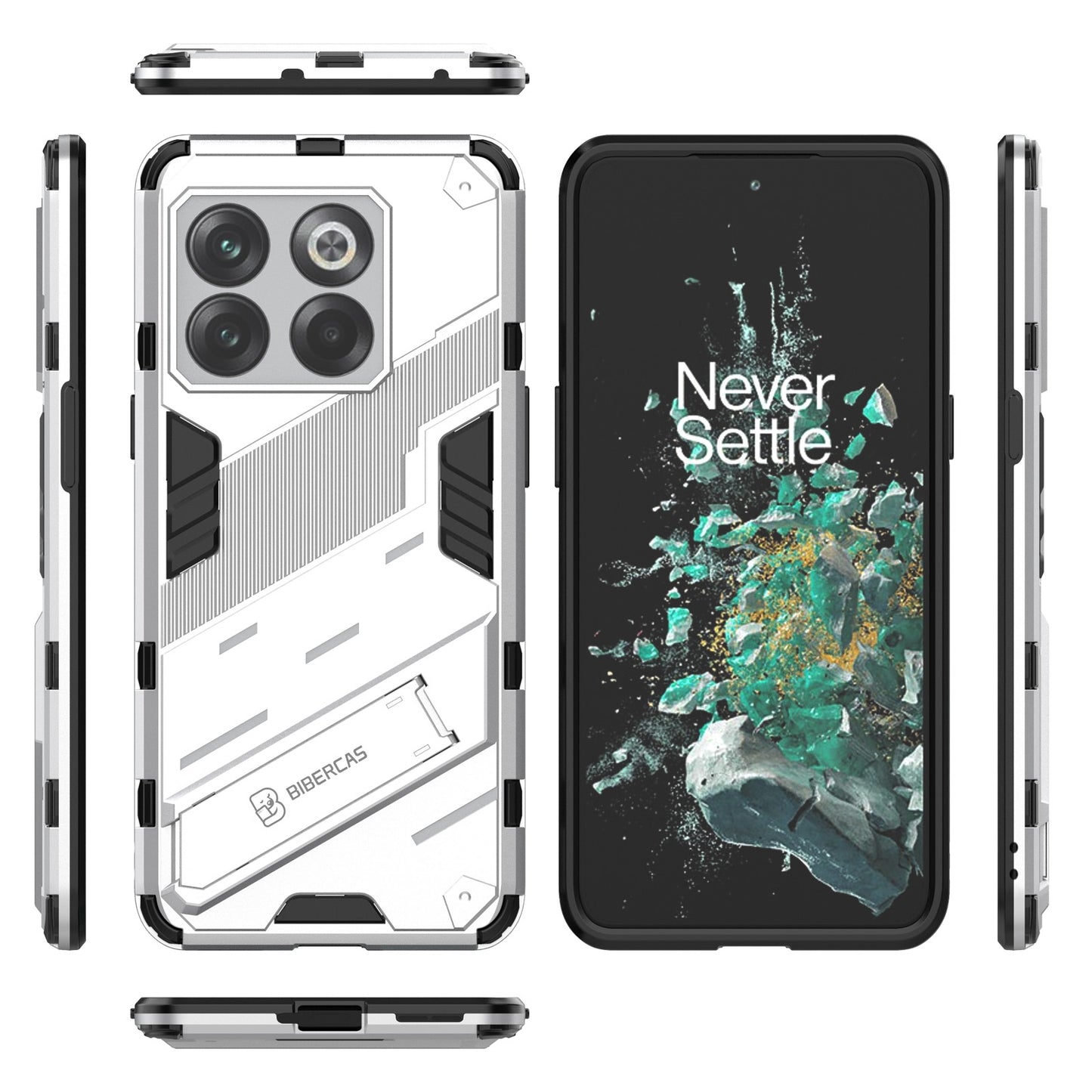 OnePlus 10T 5G Shockproof Phone Case - Punk Armor 2-in-1 PC + TPU with Invisible Holder