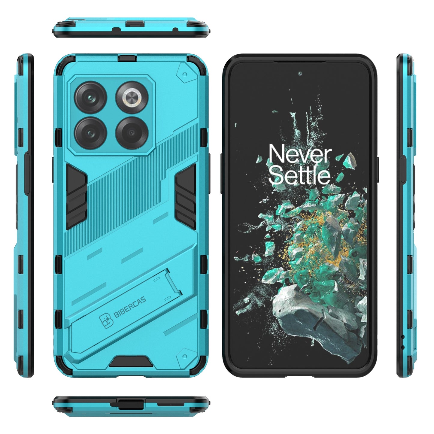 OnePlus 10T 5G Shockproof Phone Case - Punk Armor 2-in-1 PC + TPU with Invisible Holder