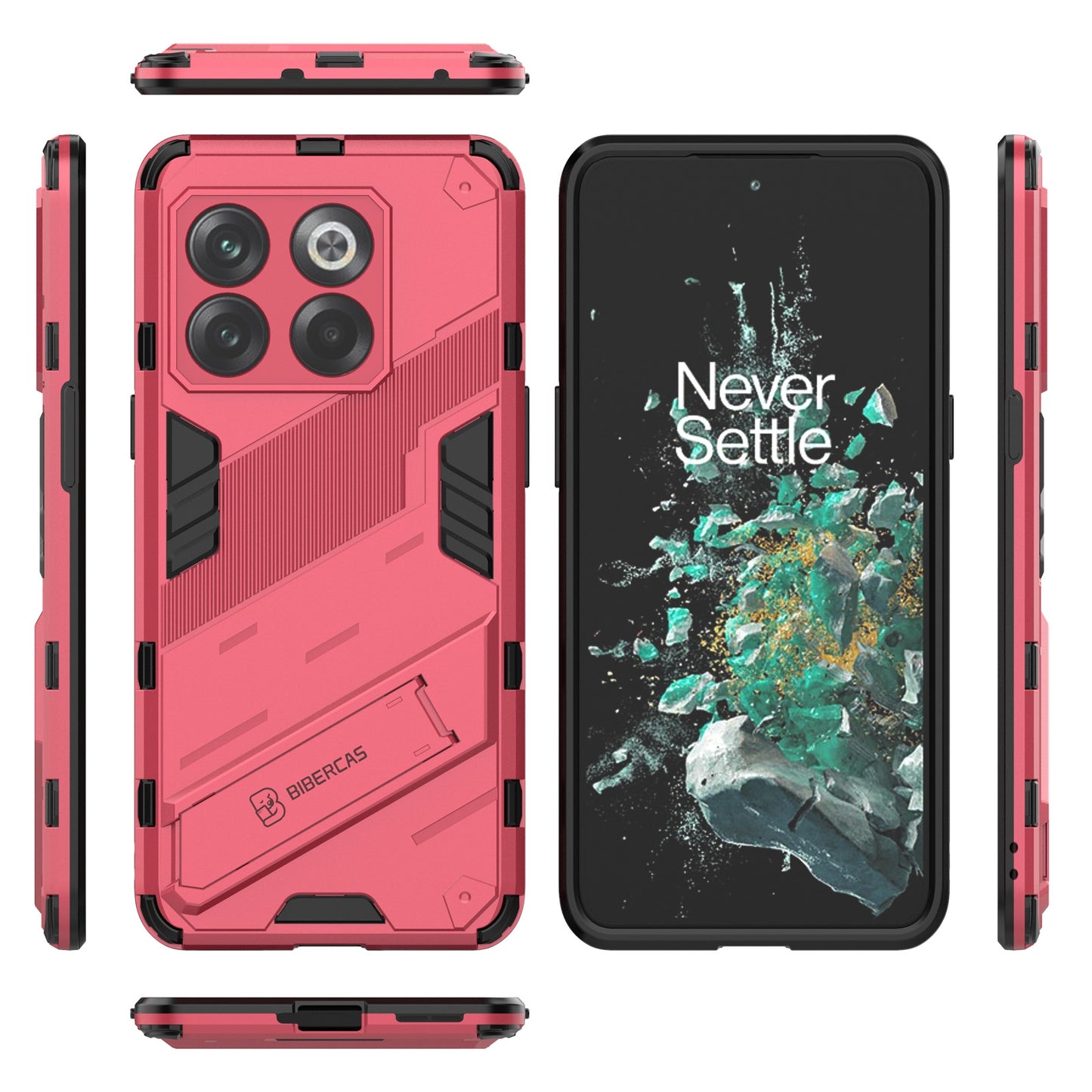 OnePlus 10T 5G Shockproof Phone Case - Punk Armor 2-in-1 PC + TPU with Invisible Holder