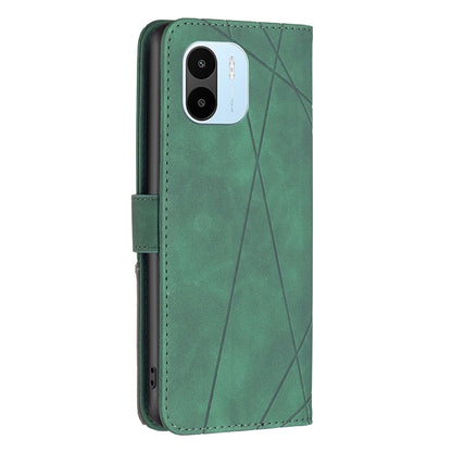 Xiaomi Redmi A1 Wallet Case – Rhombus Texture PU Leather, Magnetic Buckle, Card Slots, Stand Function, Shockproof Protective Cover