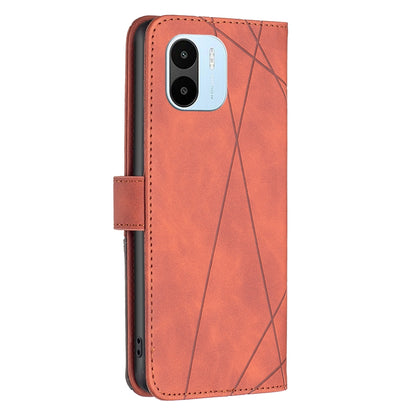 Xiaomi Redmi A1 Wallet Case – Rhombus Texture PU Leather, Magnetic Buckle, Card Slots, Stand Function, Shockproof Protective Cover