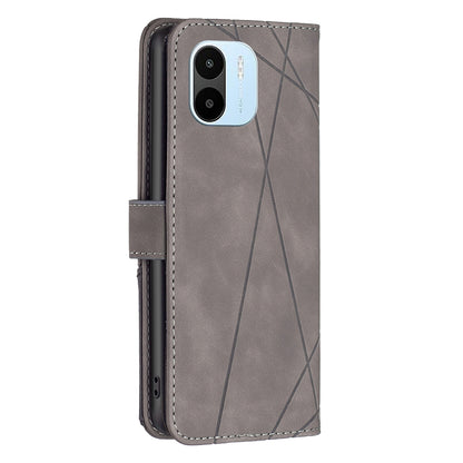 Xiaomi Redmi A1 Wallet Case – Rhombus Texture PU Leather, Magnetic Buckle, Card Slots, Stand Function, Shockproof Protective Cover