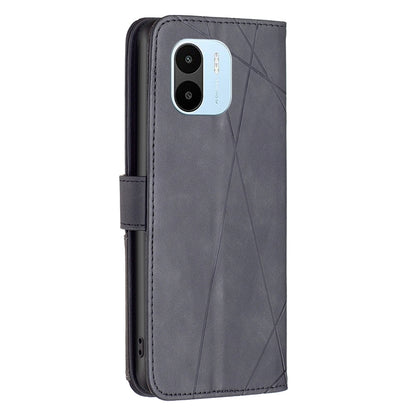 Xiaomi Redmi A1 Wallet Case – Rhombus Texture PU Leather, Magnetic Buckle, Card Slots, Stand Function, Shockproof Protective Cover