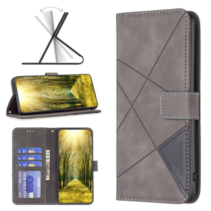 Samsung Galaxy A04 4G Wallet Case – Rhombus Texture PU Leather, Magnetic Buckle, Card Slots, Stand Function, Shockproof Protective Cover