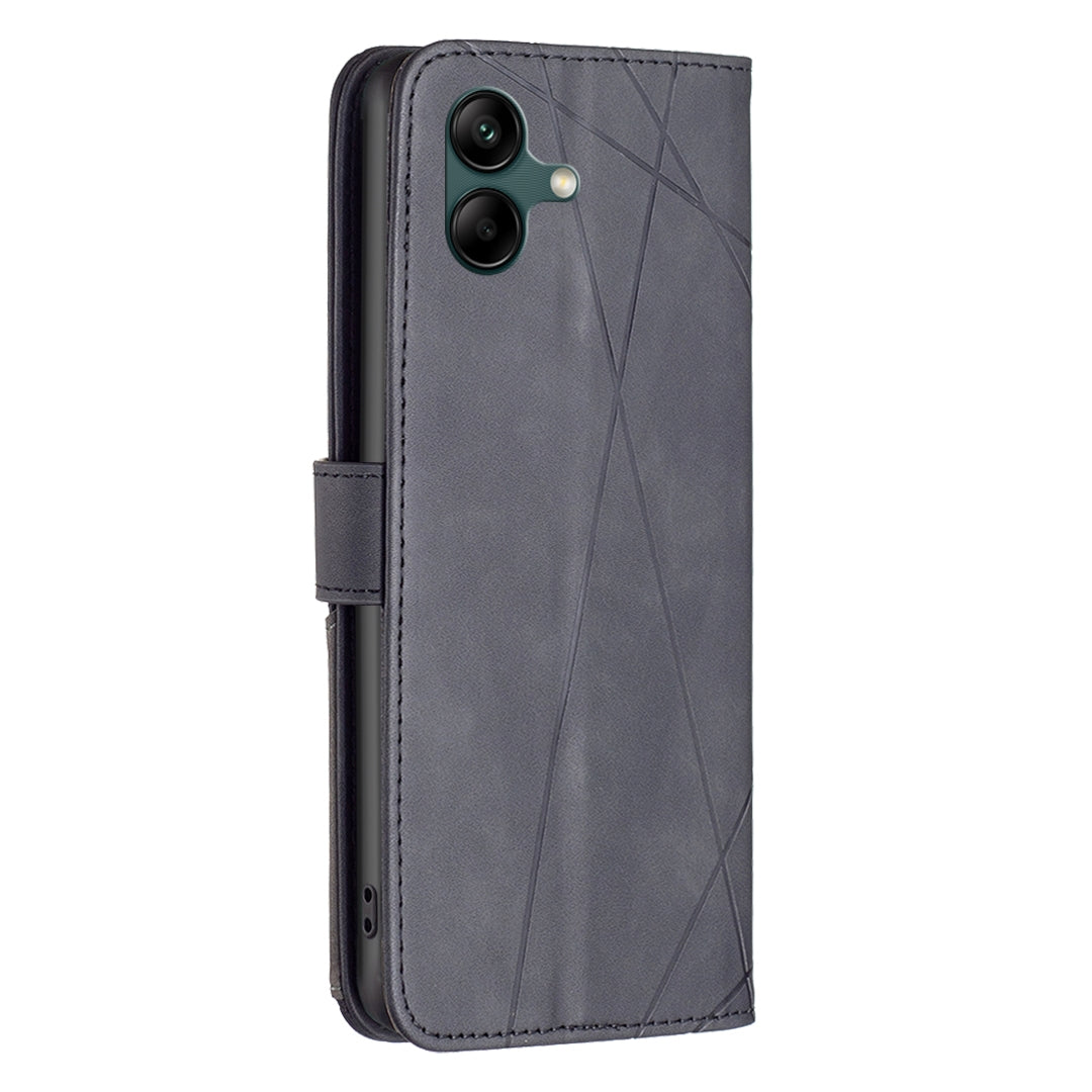 Samsung Galaxy A04 4G Wallet Case – Rhombus Texture PU Leather, Magnetic Buckle, Card Slots, Stand Function, Shockproof Protective Cover