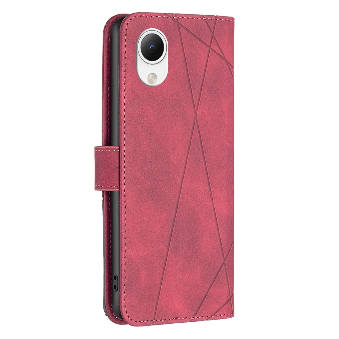 Samsung Galaxy A23e 5G Wallet Case – Rhombus Texture PU Leather, Magnetic Buckle, Card Slots, Stand Function, Shockproof Protective Cover