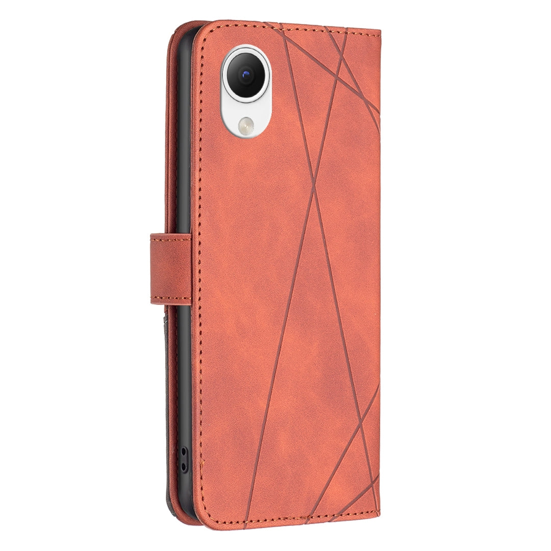 Samsung Galaxy A23e 5G Wallet Case – Rhombus Texture PU Leather, Magnetic Buckle, Card Slots, Stand Function, Shockproof Protective Cover