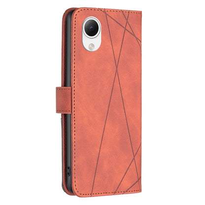 Samsung Galaxy A23e 5G Wallet Case – Rhombus Texture PU Leather, Magnetic Buckle, Card Slots, Stand Function, Shockproof Protective Cover