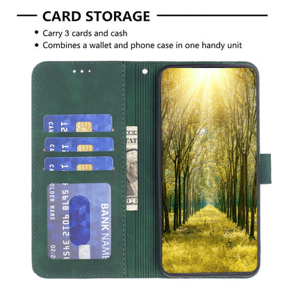 Samsung Galaxy A14 5G Wallet Case – Rhombus Texture PU Leather, Magnetic Buckle, Card Slots, Stand Function, Shockproof Protective Cover