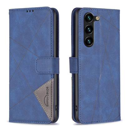 Samsung Galaxy S23+ 5G Wallet Case – Rhombus Texture PU Leather, Magnetic Buckle, Card Slots, Stand Function, Shockproof Protective Cover
