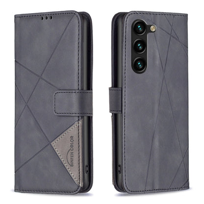 Samsung Galaxy S23+ 5G Wallet Case – Rhombus Texture PU Leather, Magnetic Buckle, Card Slots, Stand Function, Shockproof Protective Cover