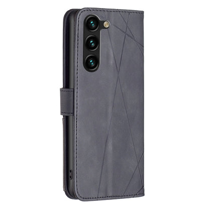 Samsung Galaxy S23+ 5G Wallet Case – Rhombus Texture PU Leather, Magnetic Buckle, Card Slots, Stand Function, Shockproof Protective Cover
