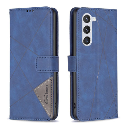 Samsung Galaxy S23 5G Wallet Case – Rhombus Texture PU Leather, Magnetic Buckle, Card Slots, Stand Function, Shockproof Protective Cover