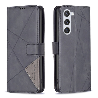 Samsung Galaxy S23 5G Wallet Case – Rhombus Texture PU Leather, Magnetic Buckle, Card Slots, Stand Function, Shockproof Protective Cover