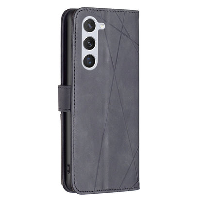 Samsung Galaxy S23 5G Wallet Case – Rhombus Texture PU Leather, Magnetic Buckle, Card Slots, Stand Function, Shockproof Protective Cover